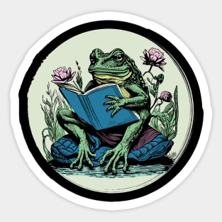 Cottagecore Frog With Book Sticker